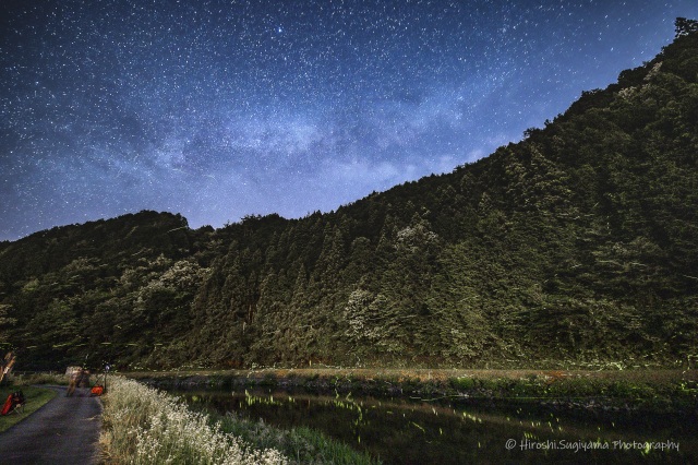 天空の蛍と地上の天の川（郡上市・和良ボタル生息地）＠HIROSHI SUGIYAMA
