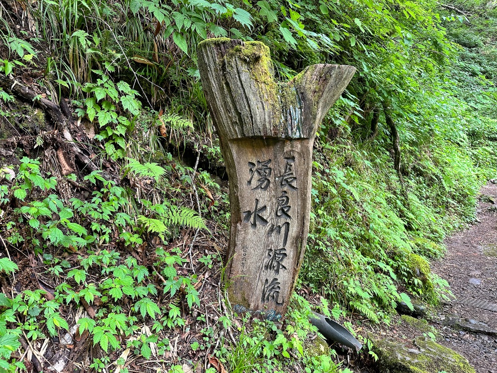 滝に向かう途中に「長良川源流湧水」が
