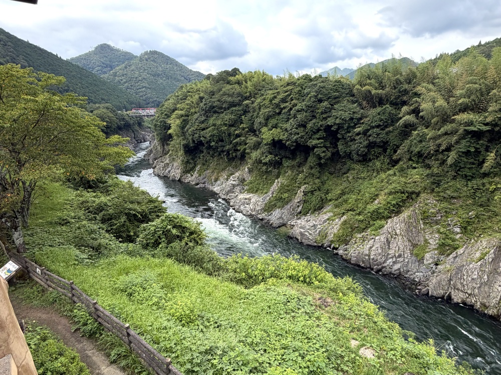 白い水しぶきを上げて流れる飛騨川